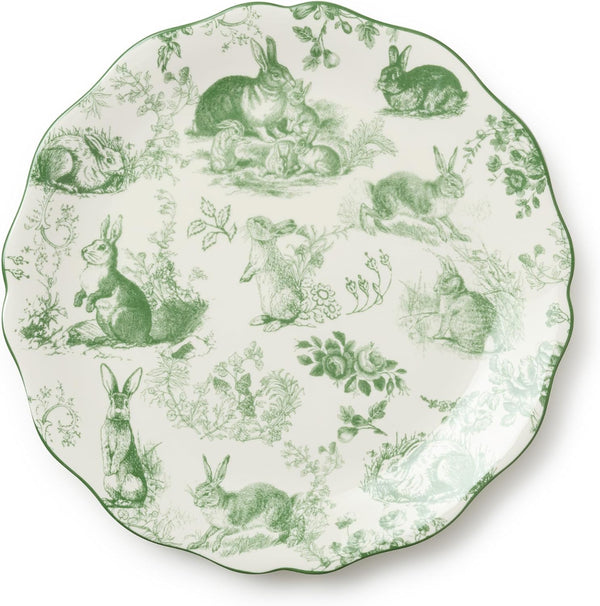 Vintage Bunny Collage Scalloped-Edge Platter